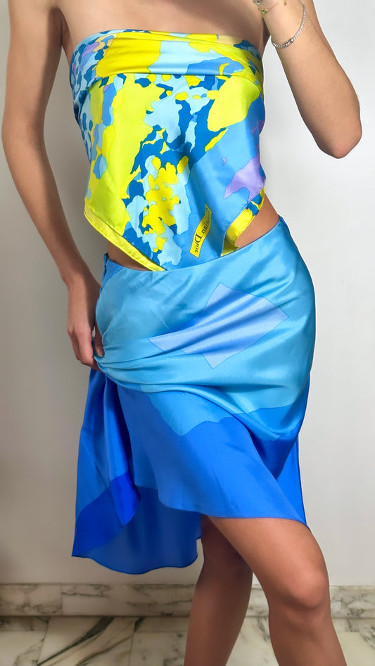 Dior Bandeau With Logo and Skirt Silk Set Size FR 38 Medium