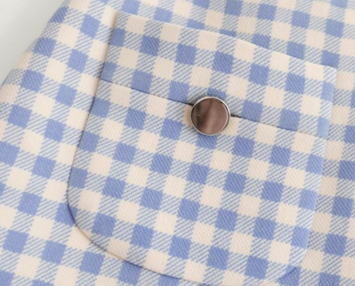 Prada Blue A/W13 Gingham Mini Checked Blue Skirt Size Italian 38