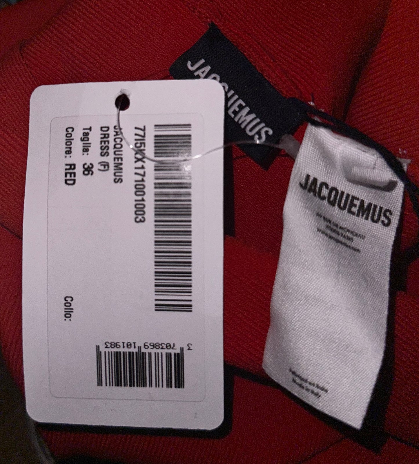 NEVER WORN Jacquemus Red Maxi Dress "La Robe Maille Alca" Size FR 36