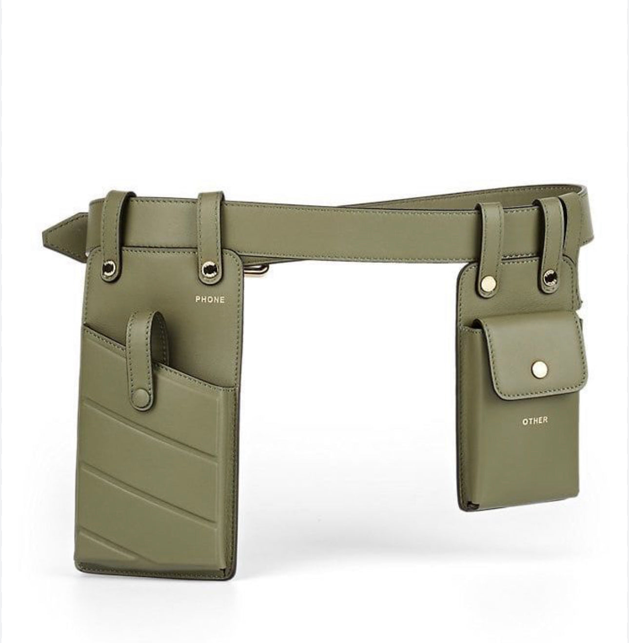Fendi Multi-Accessory Leather Belt in Army Green 85cm