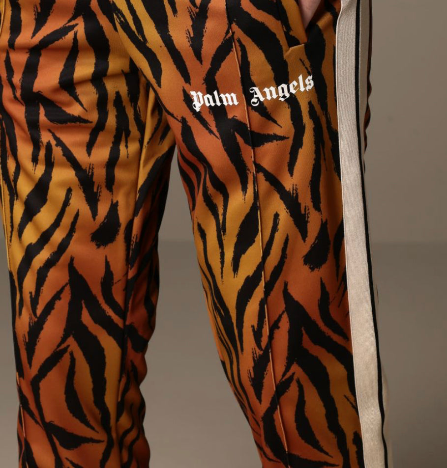 Palm Angels Tiger Motif Jogger Pants Size Small Burnt Orange Colour