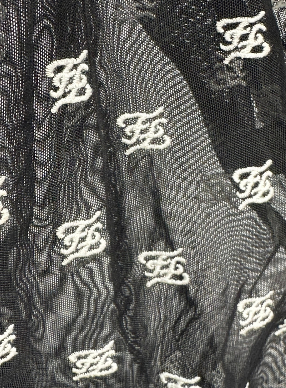 Fendi Black Sheer Mesh Bodysuit With FF Logo Size M