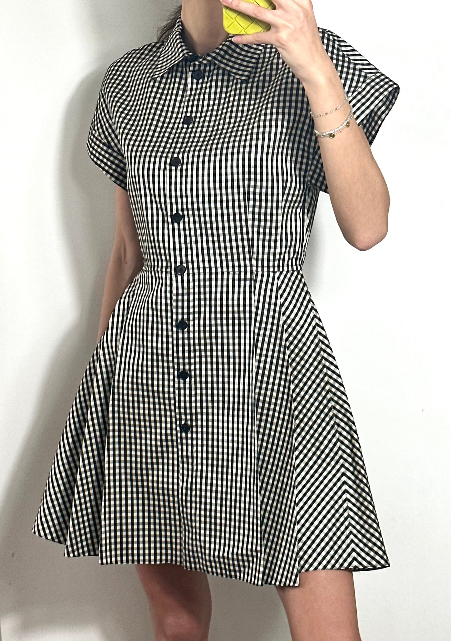 Dior Plaid Print Mini Dress Silk Blend Size FR 40 Medium