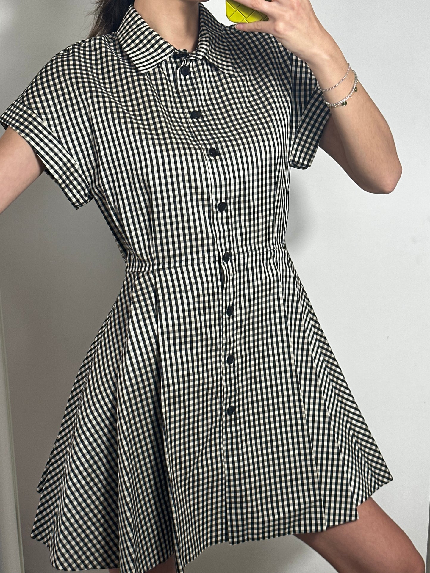 Dior Plaid Print Mini Dress Silk Blend Size FR 40 Medium