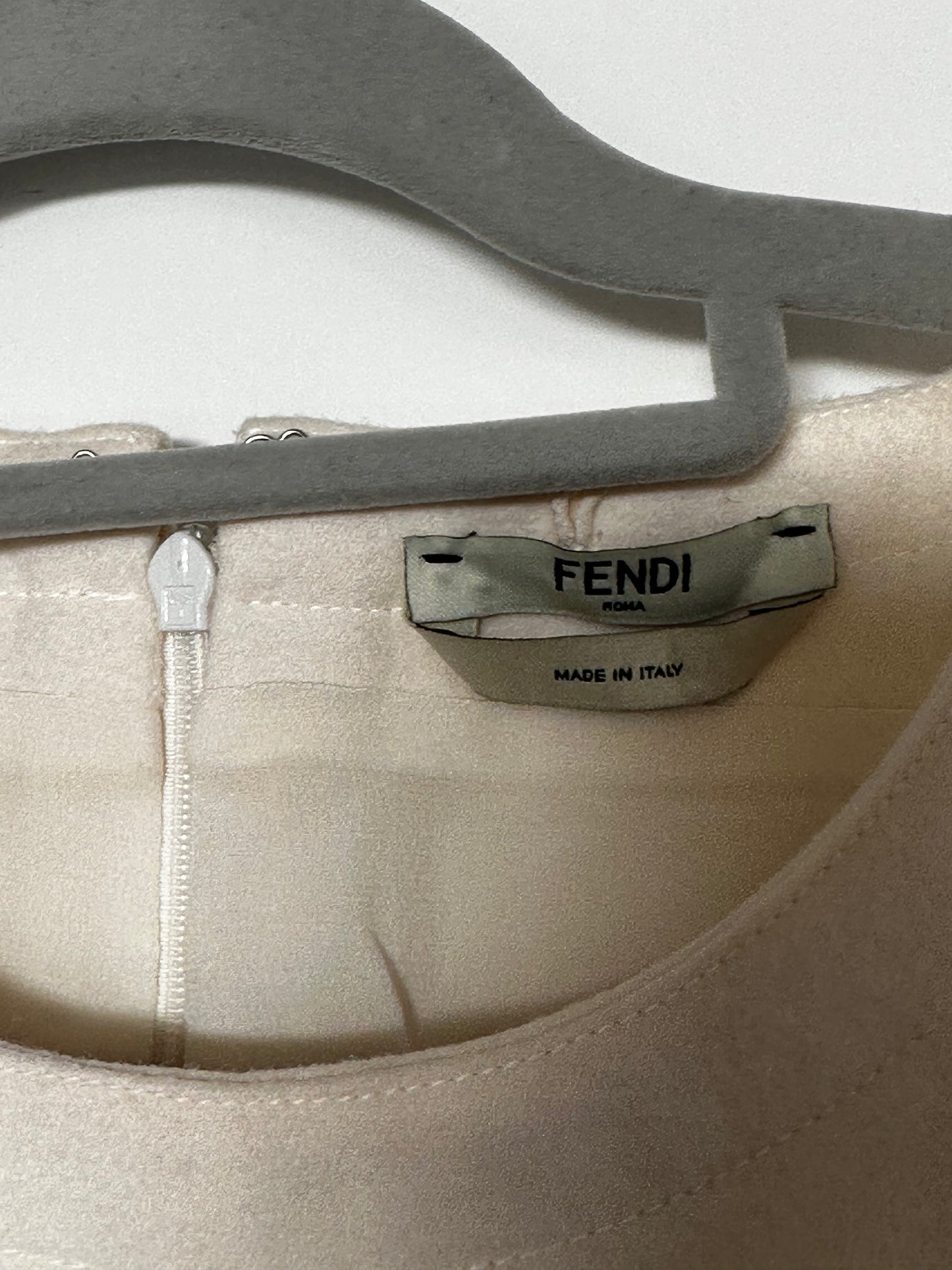 Fendi Wool Cream Dress With Leather Pockets Size IT 38