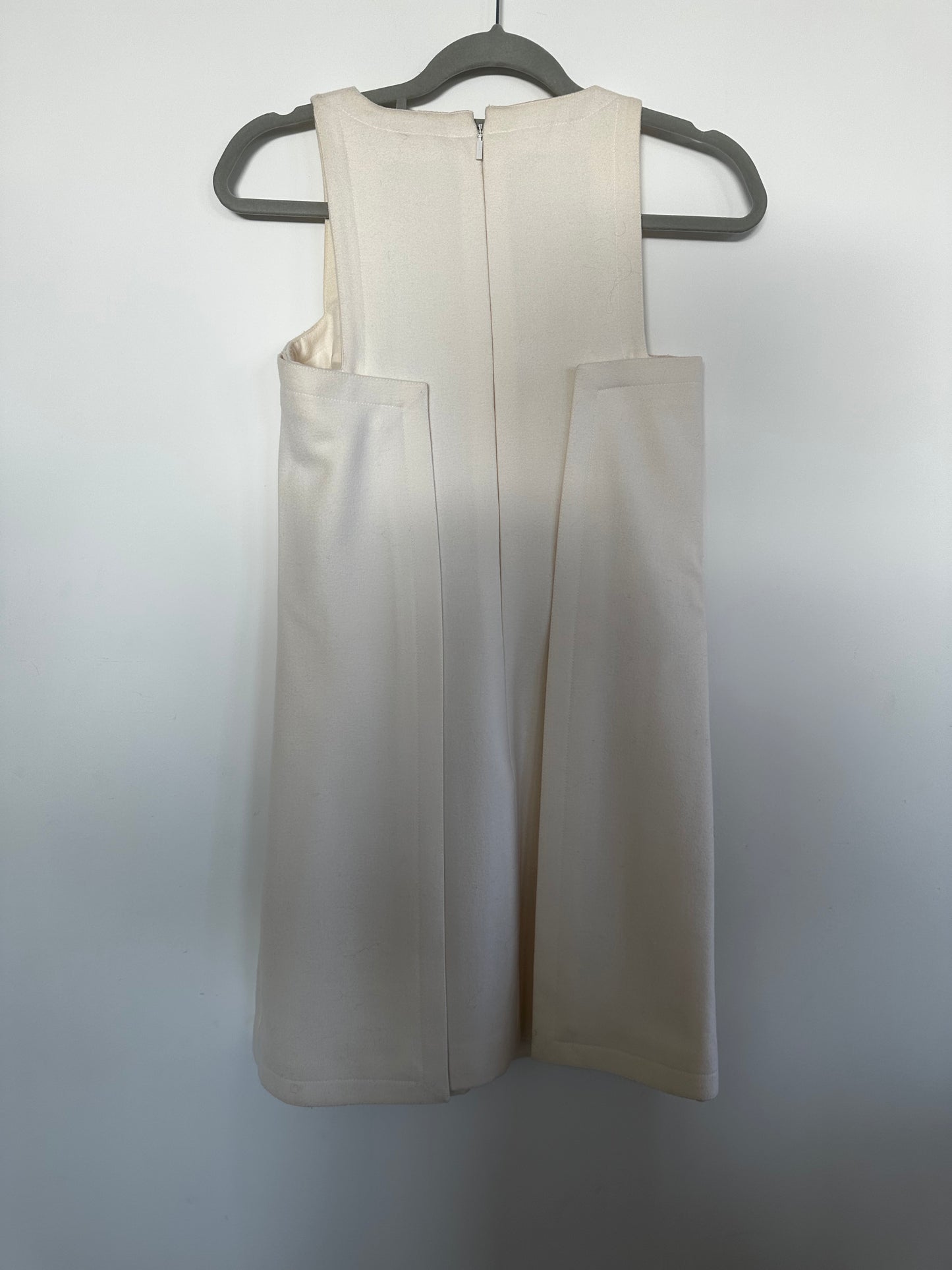 Fendi Wool Cream Dress With Leather Pockets Size IT 38