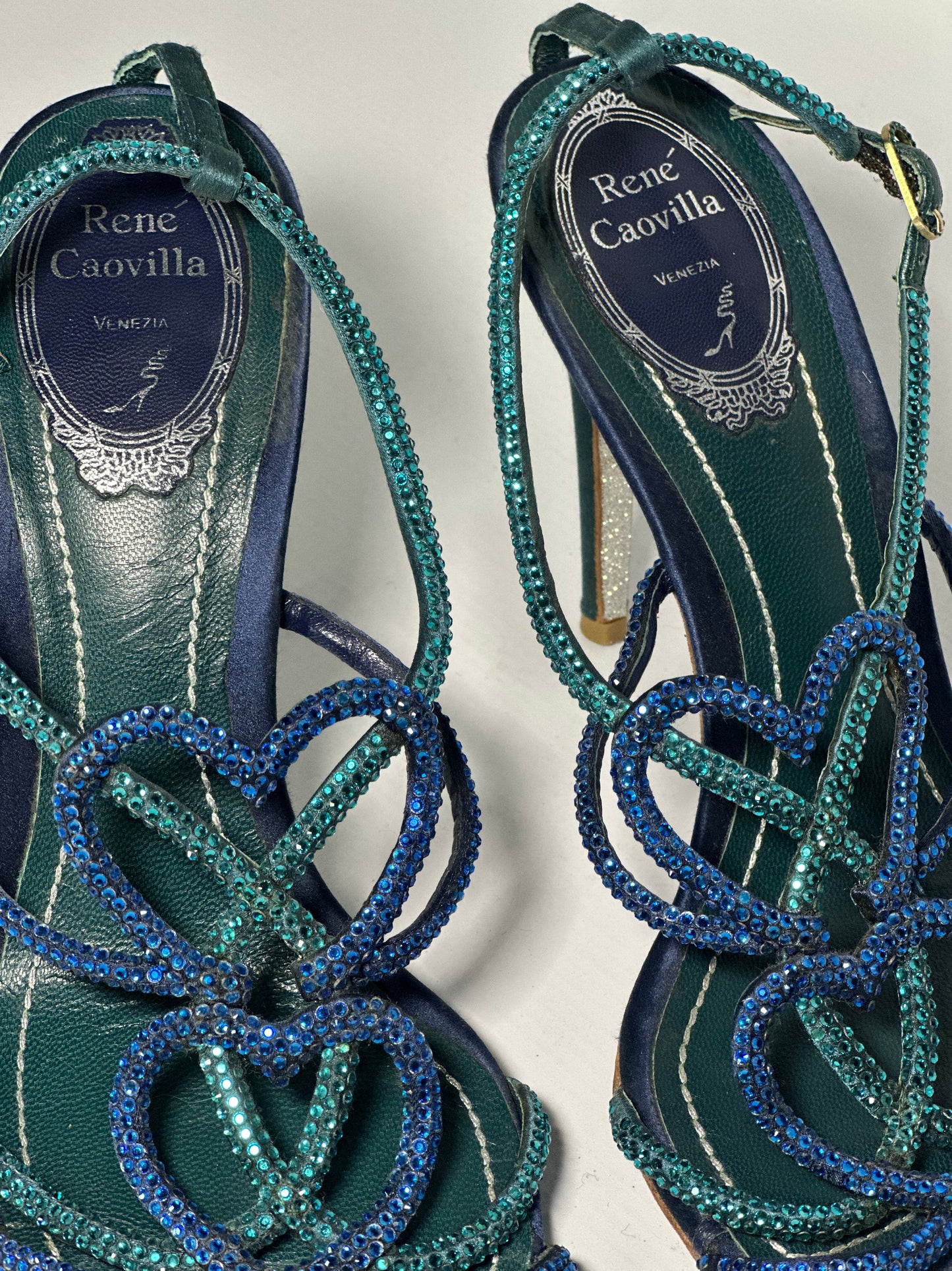 Rene Caovilla Blue Crystal Heels Size 37- Retail Price 650€