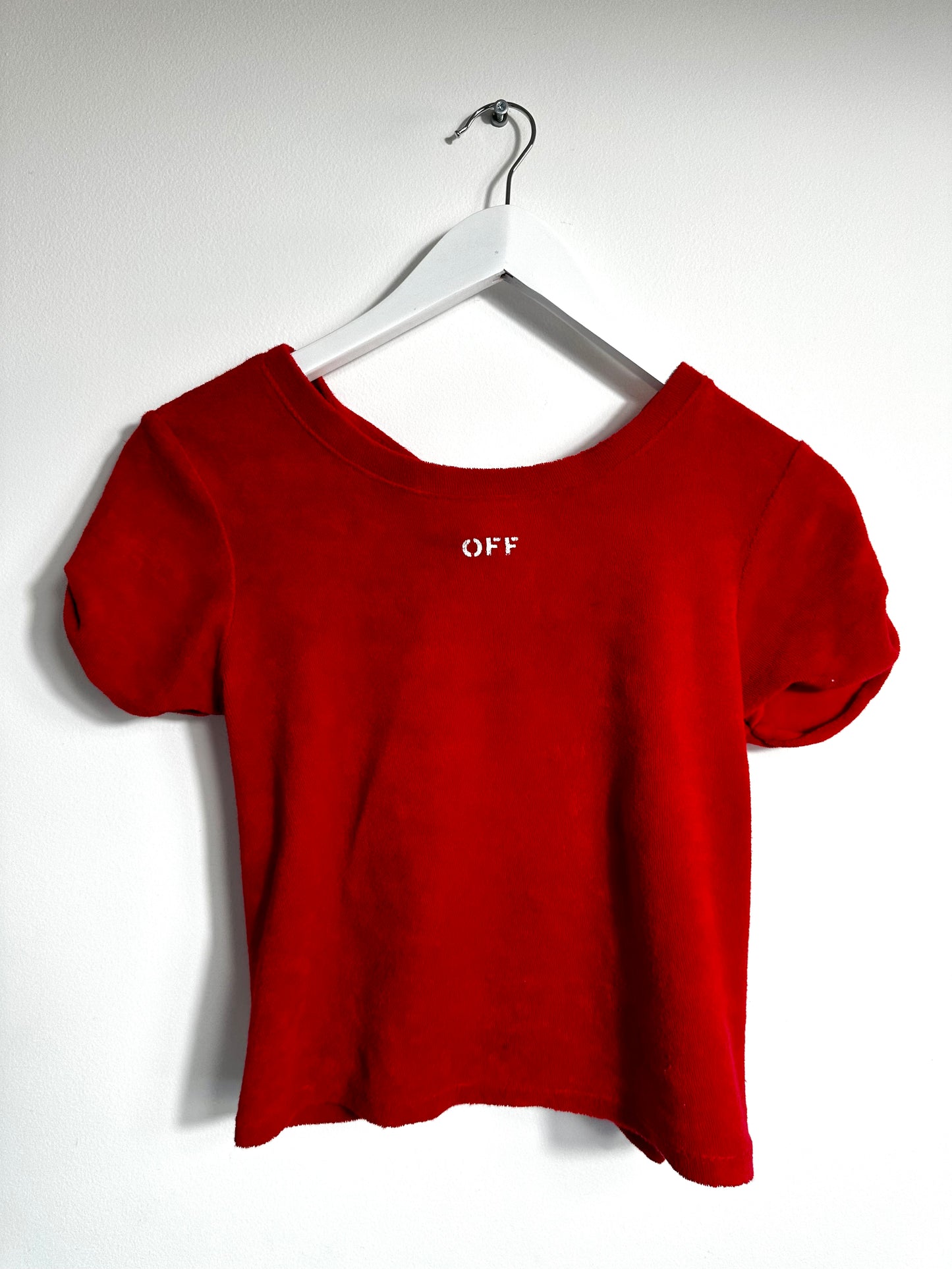 Off-White Red Towel Cropped T-Shirt With Logo And Open Back Size Small