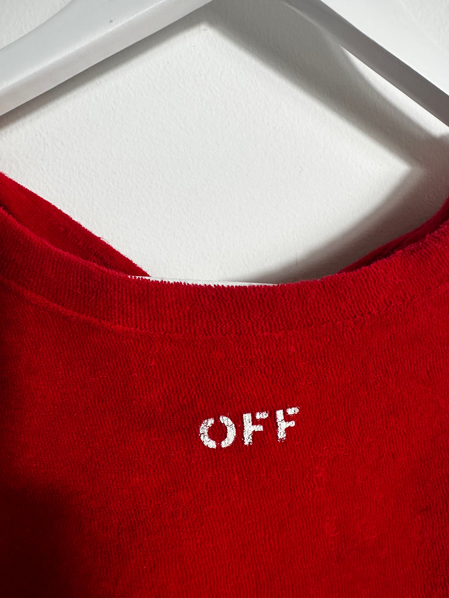 Off-White Red Towel Cropped T-Shirt With Logo And Open Back Size Small