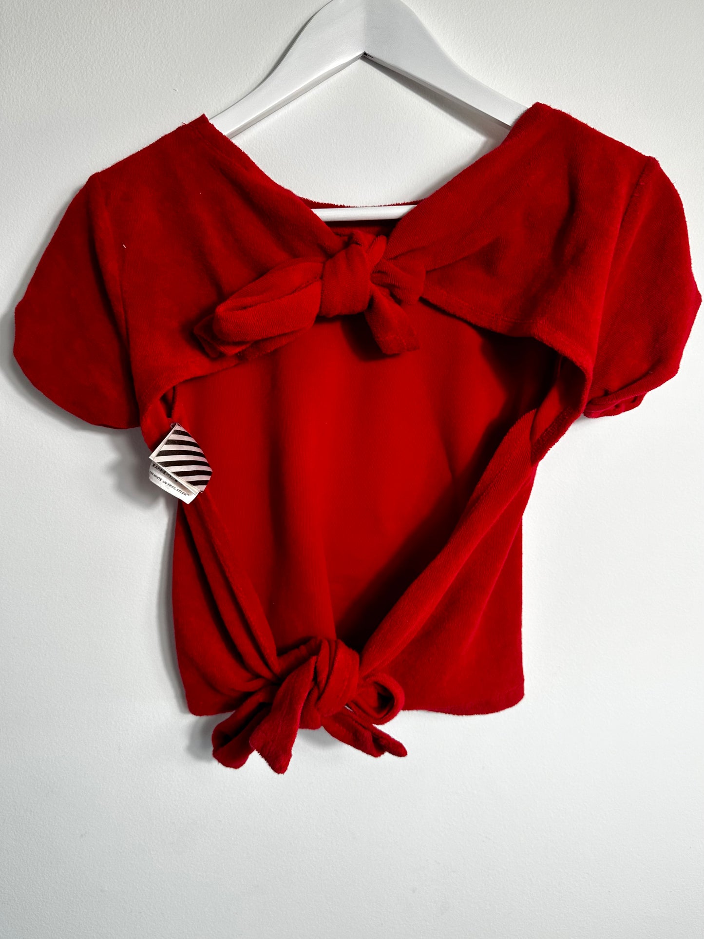 Off-White Red Towel Cropped T-Shirt With Logo And Open Back Size Small
