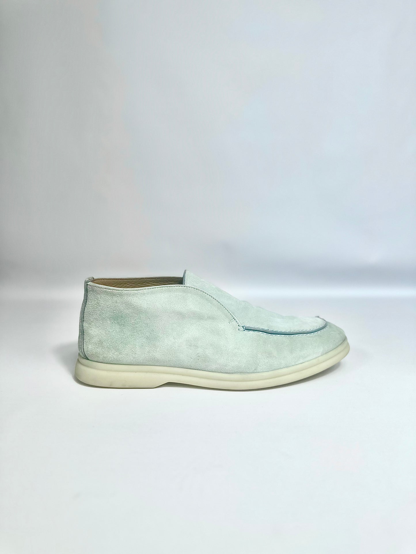 Loro Piana Open Walk Chukka Flats In Suede Azure Sapphire Size Europe 41 - Retail Price 920€