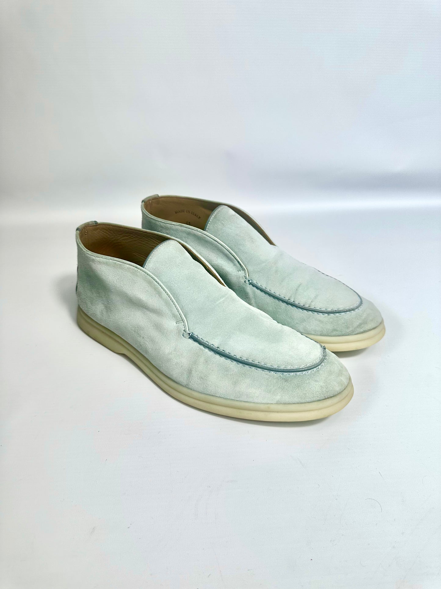 Loro Piana Open Walk Chukka Flats In Suede Azure Sapphire Size Europe 41 - Retail Price 920€