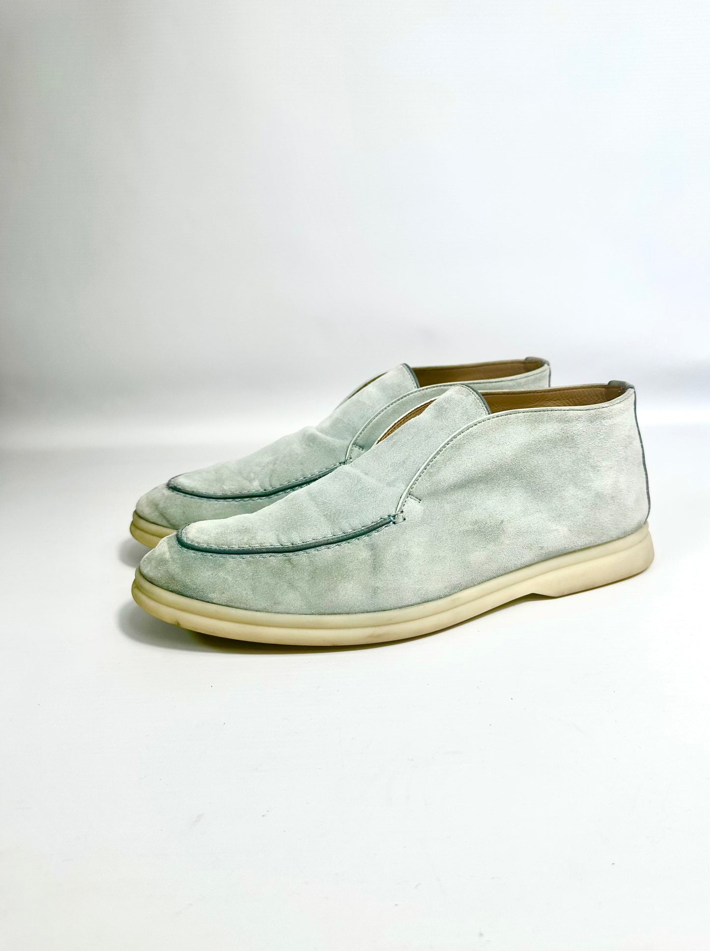 Loro Piana Open Walk Chukka Flats In Suede Azure Sapphire Size Europe 41 - Retail Price 920€