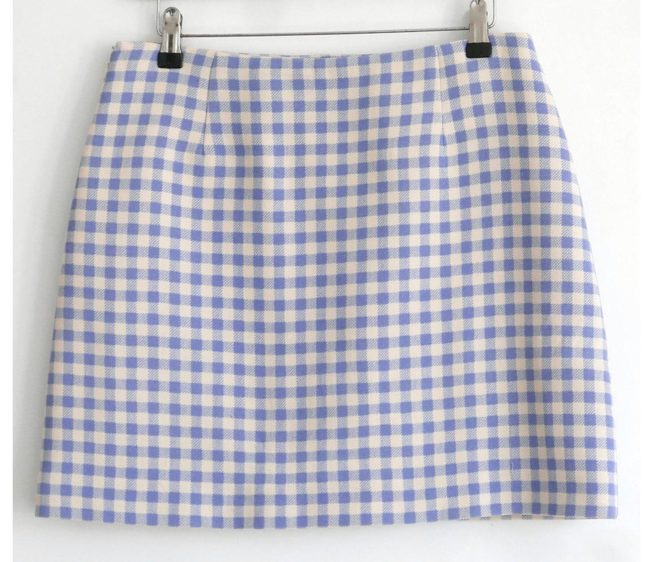 Prada Blue A/W13 Gingham Mini Checked Blue Skirt Size Italian 38
