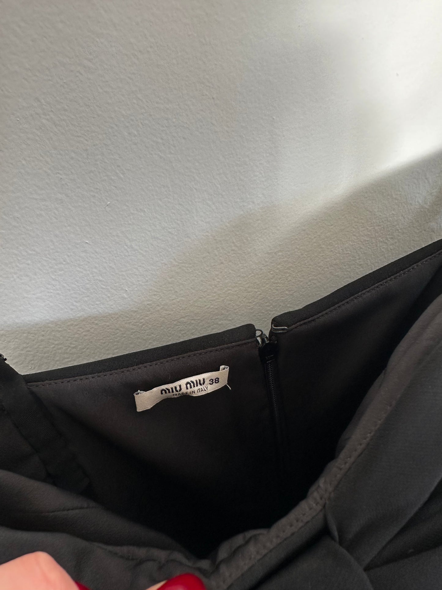 Miu Miu Black Mini Dress With Sequin Straps And Bow Size Italian 38