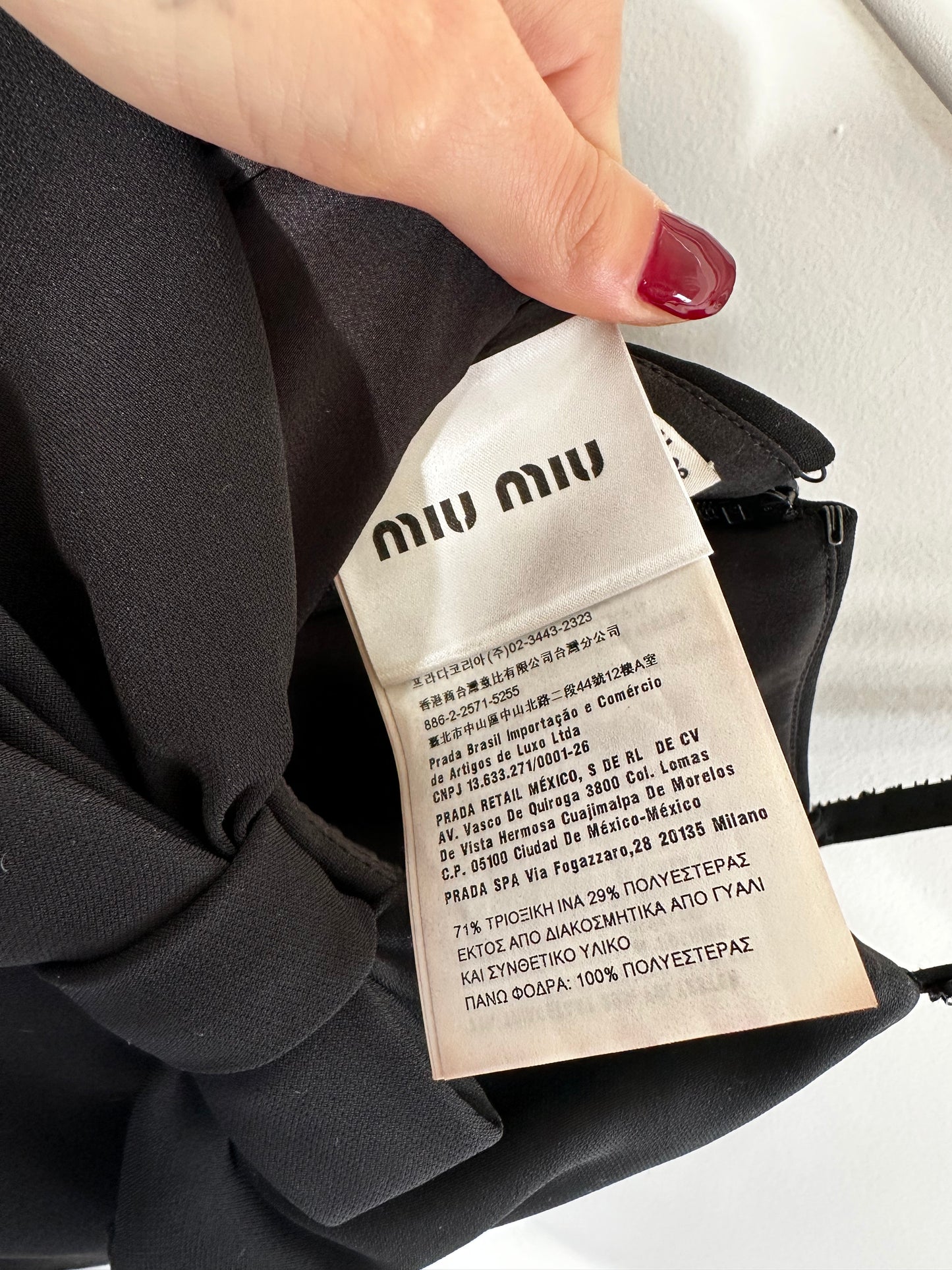 Miu Miu Black Mini Dress With Sequin Straps And Bow Size Italian 38