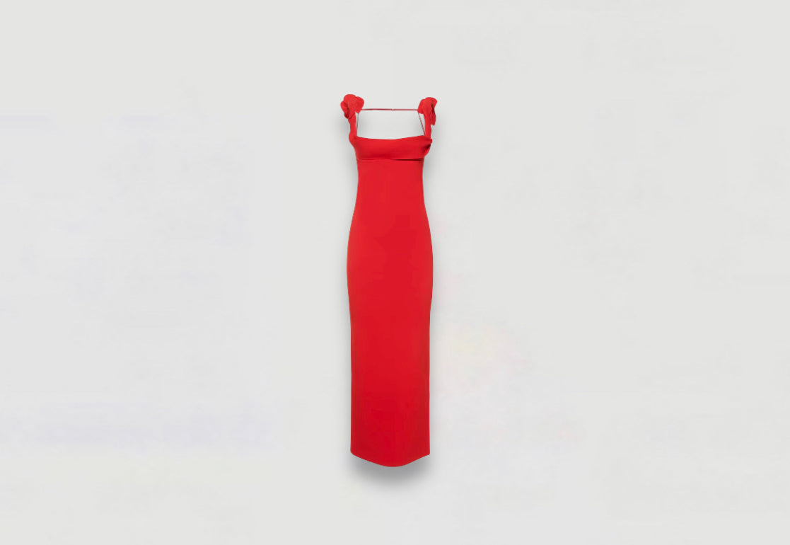 NEVER WORN Jacquemus Red Maxi Dress "La Robe Maille Alca" Size FR 36