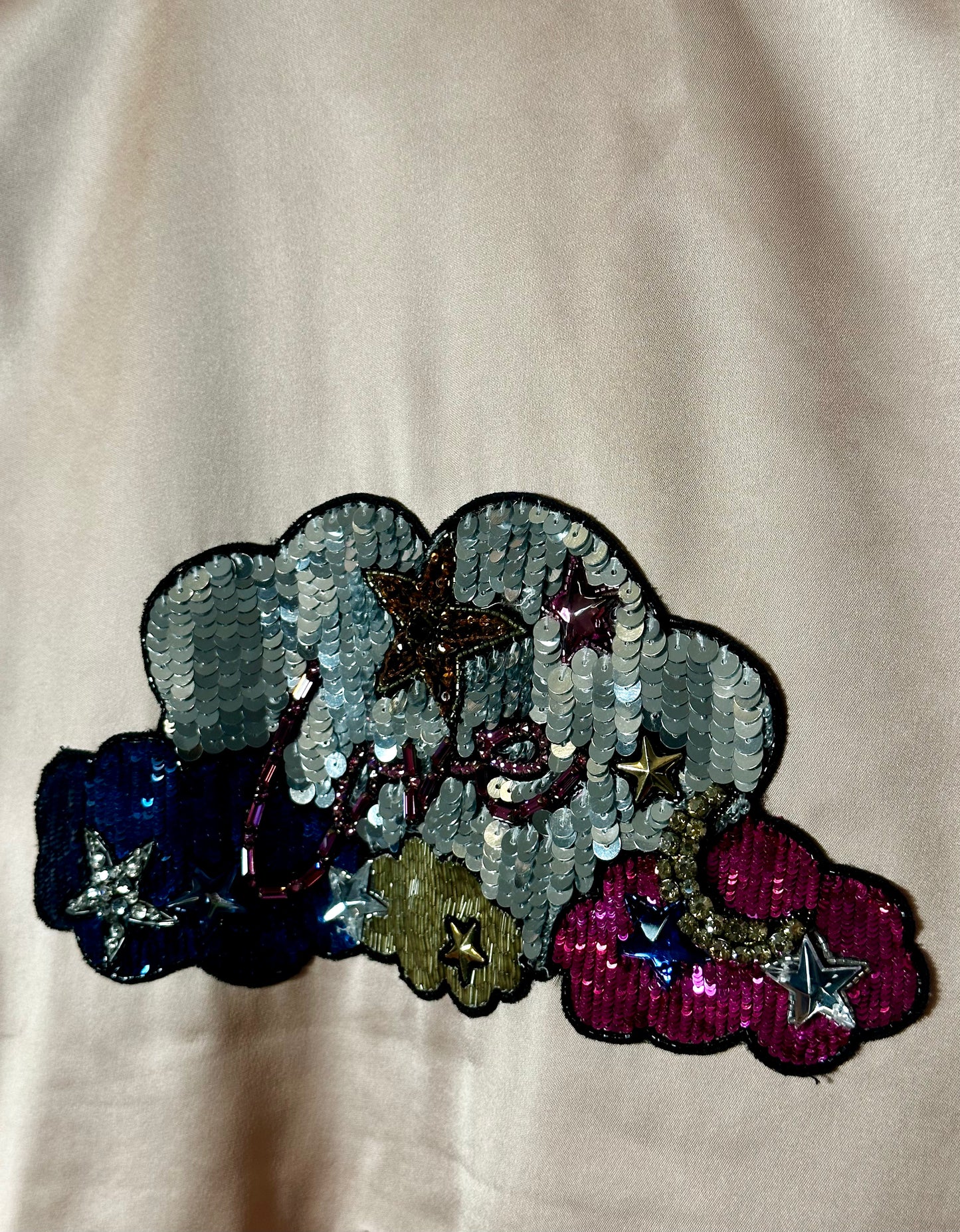 Saint Laurent Hedi Slimane 2016 Sequin Blush Pink Bomber Jacket Size Small