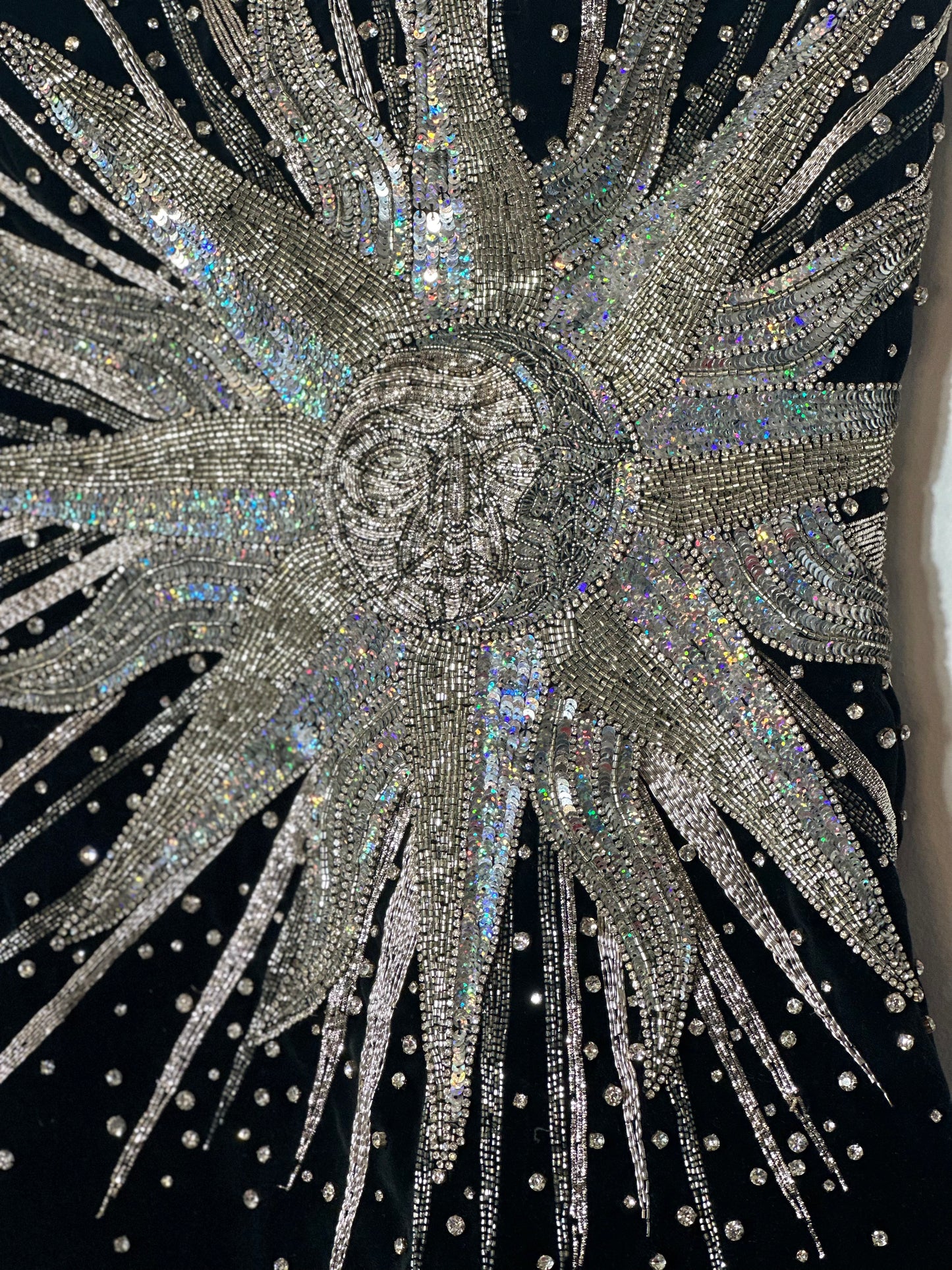 Balmain Strapless Embellished Sequin Sun Face Mini Velvet Dress Size Medium Retail Price 5,200€