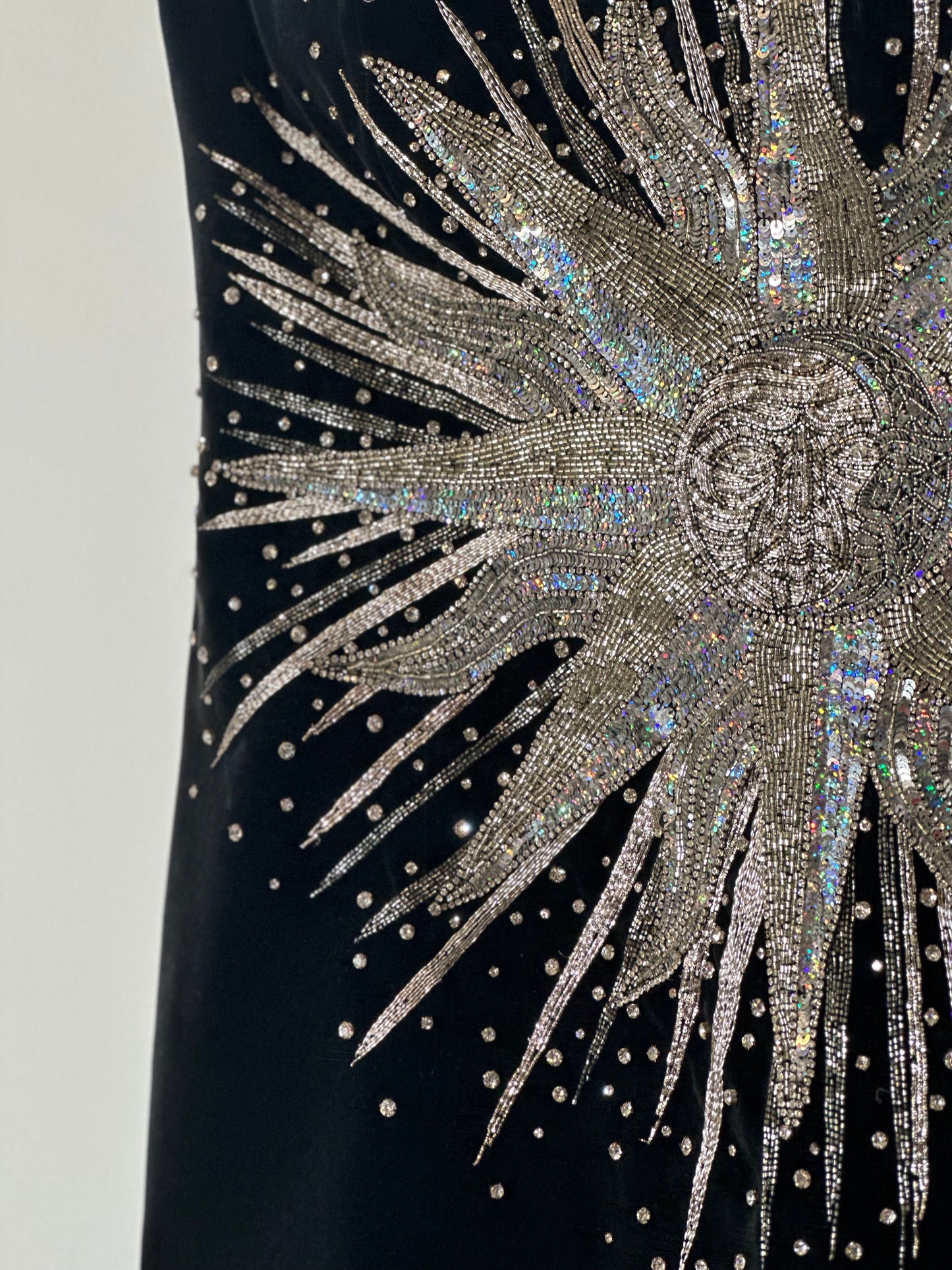 Balmain Strapless Embellished Sequin Sun Face Mini Velvet Dress Size Medium Retail Price 5,200€