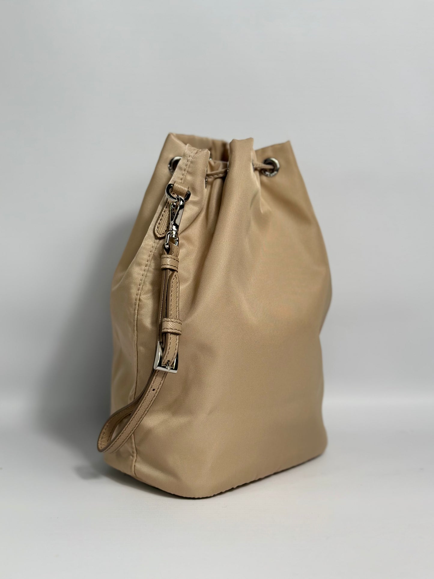 Prada Re-Nylon Desert Beige Bag With Silver Hardware Retail Price - 530€