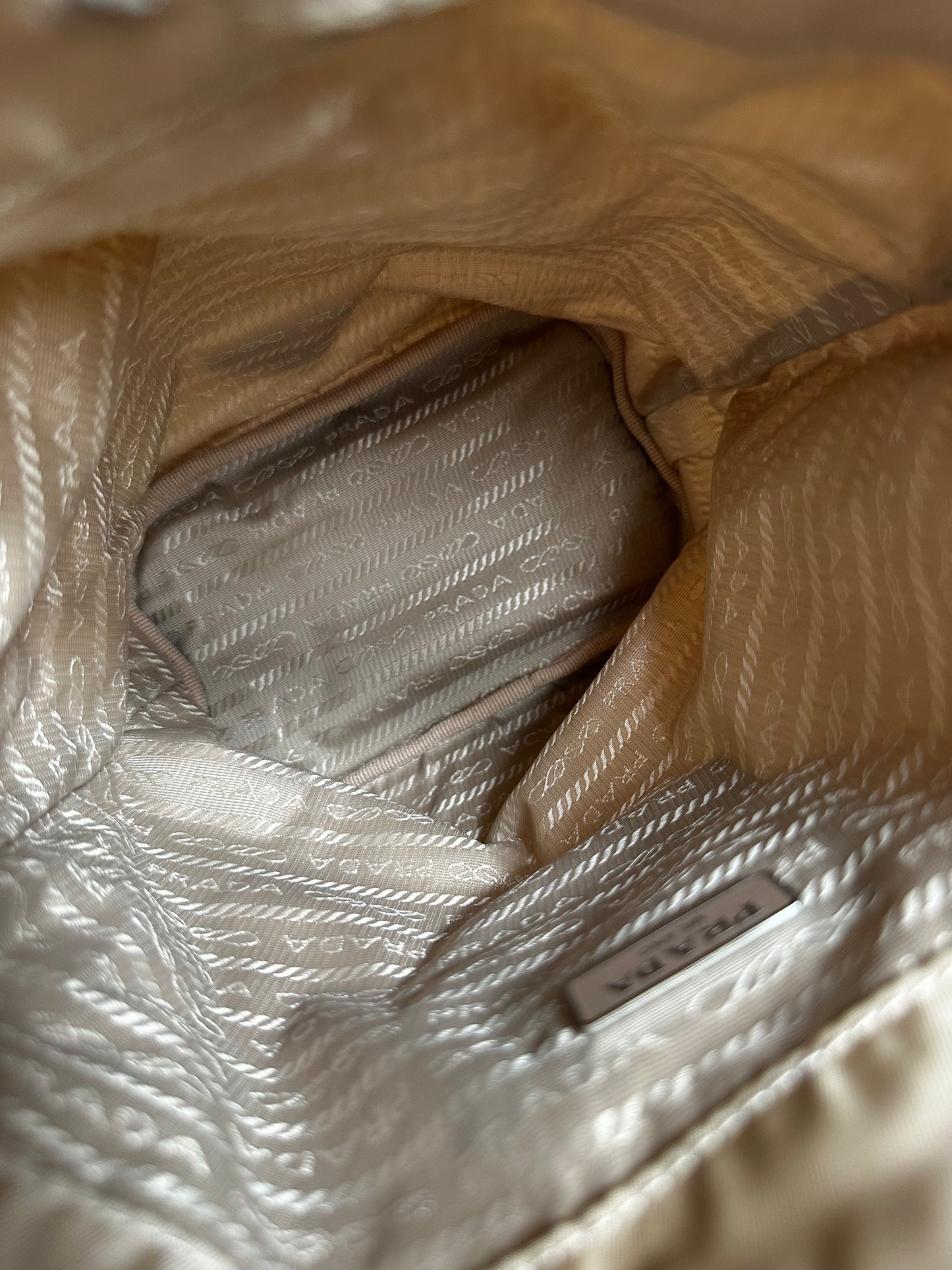 Prada Re-Nylon Desert Beige Bag With Silver Hardware Retail Price - 530€