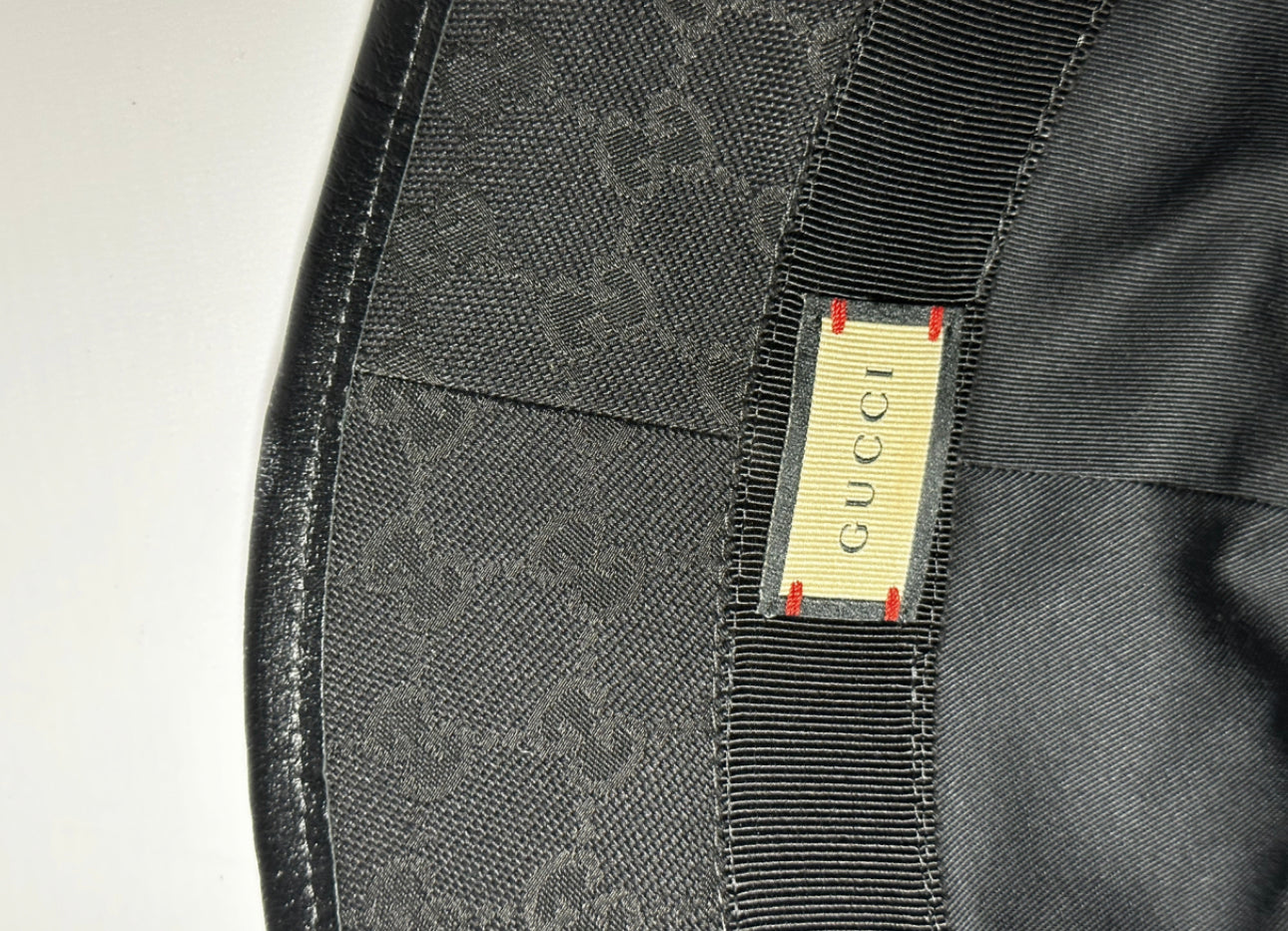 Gucci Black Leather-trimmed Canvas-jacquard Bucket Hat