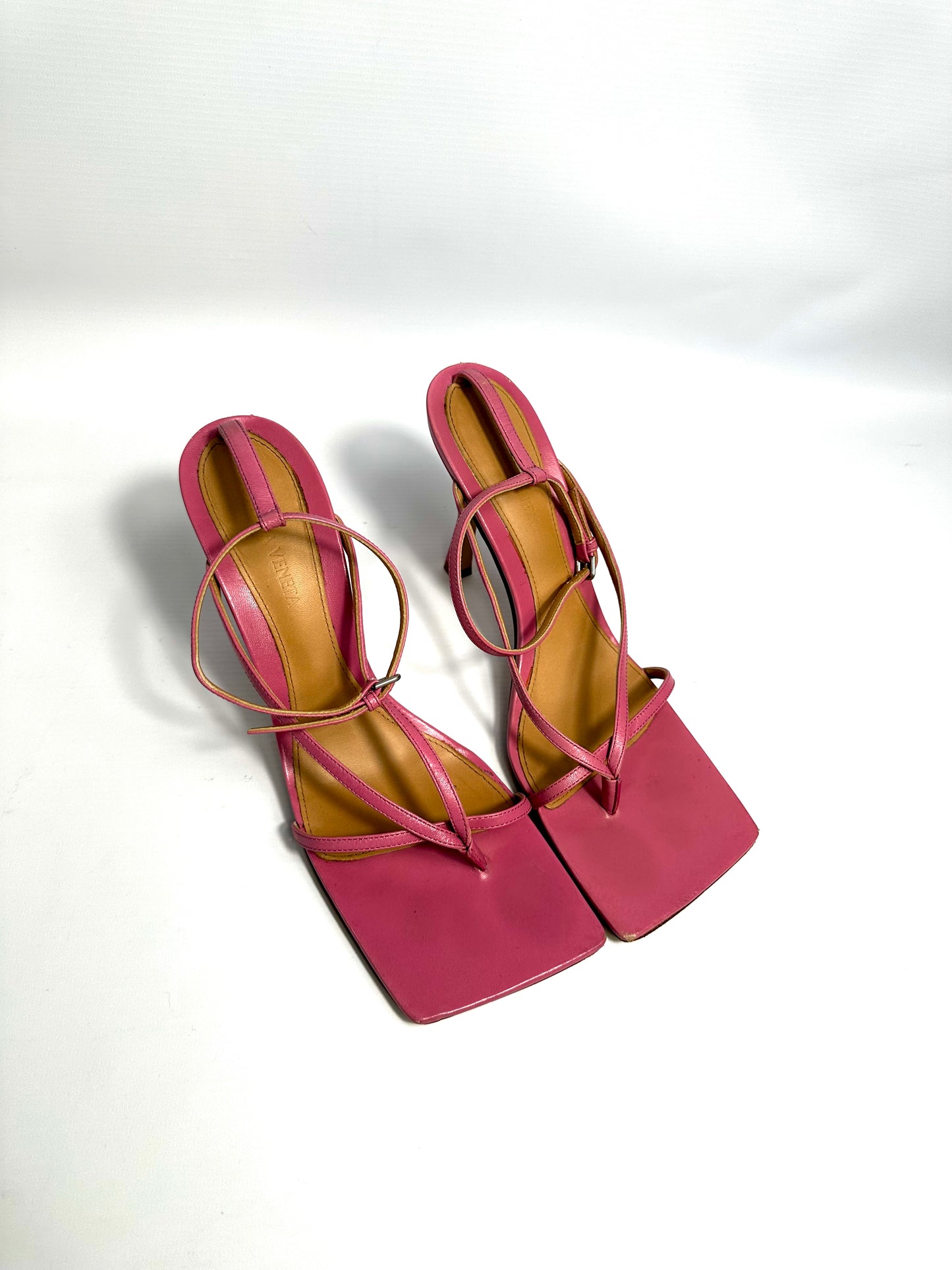 Bottega Veneta Pink Stretch Heeled Sandals Size Europe 40 - Retail Price 950€