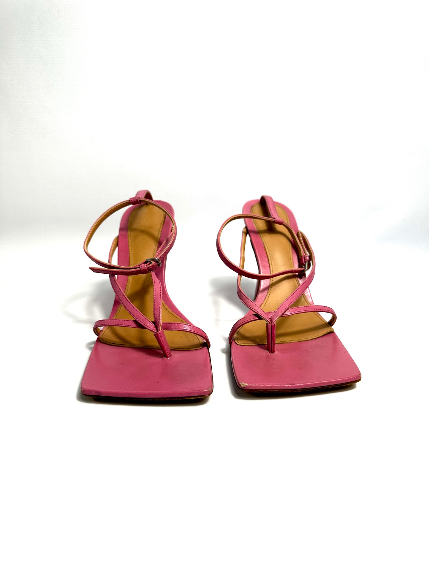 Bottega Veneta Pink Stretch Heeled Sandals Size Europe 40 - Retail Price 950€
