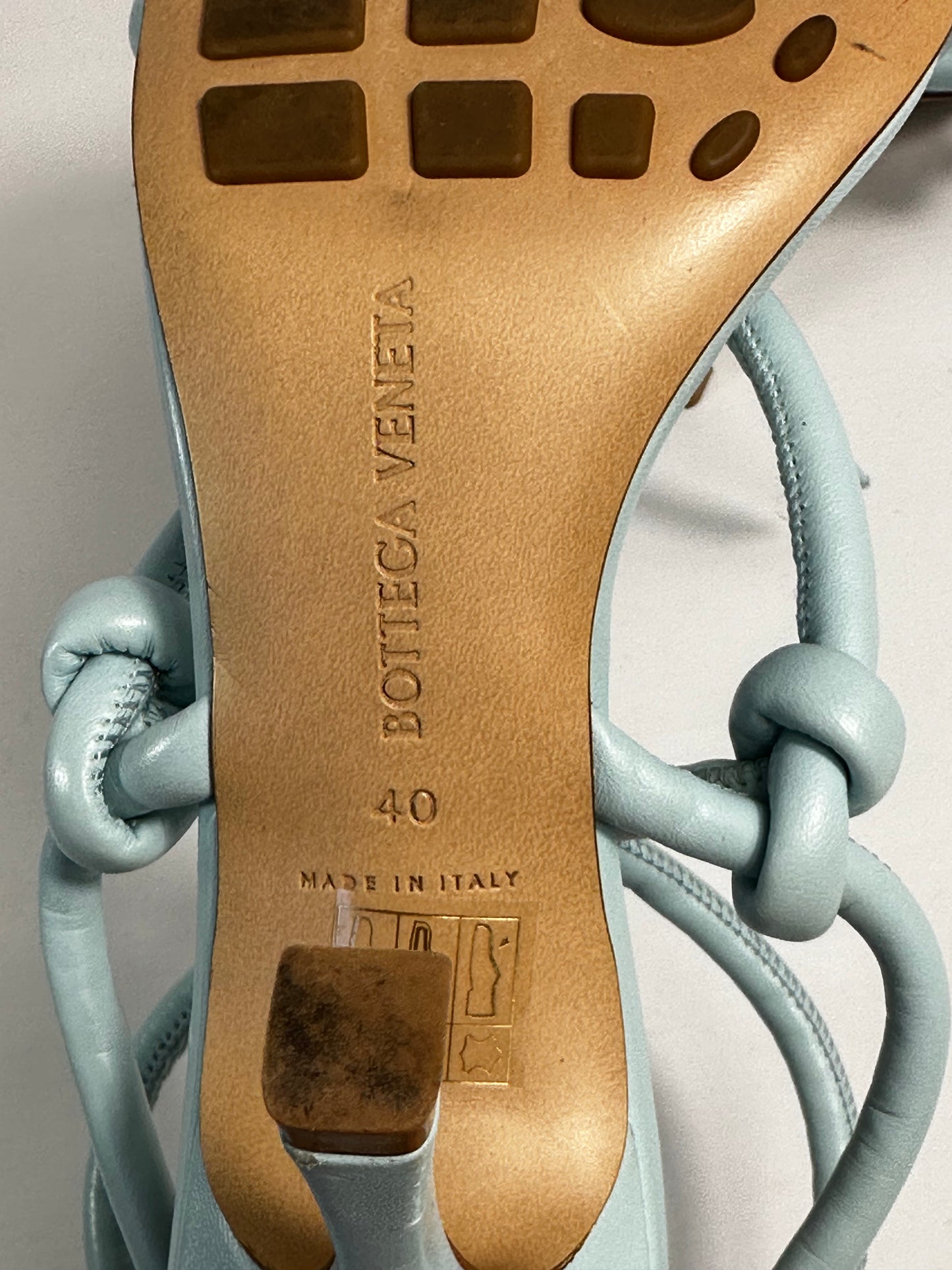 Bottega Veneta Baby Blue Knot Leather Heels Size Europe 40 - Retail Price 850€