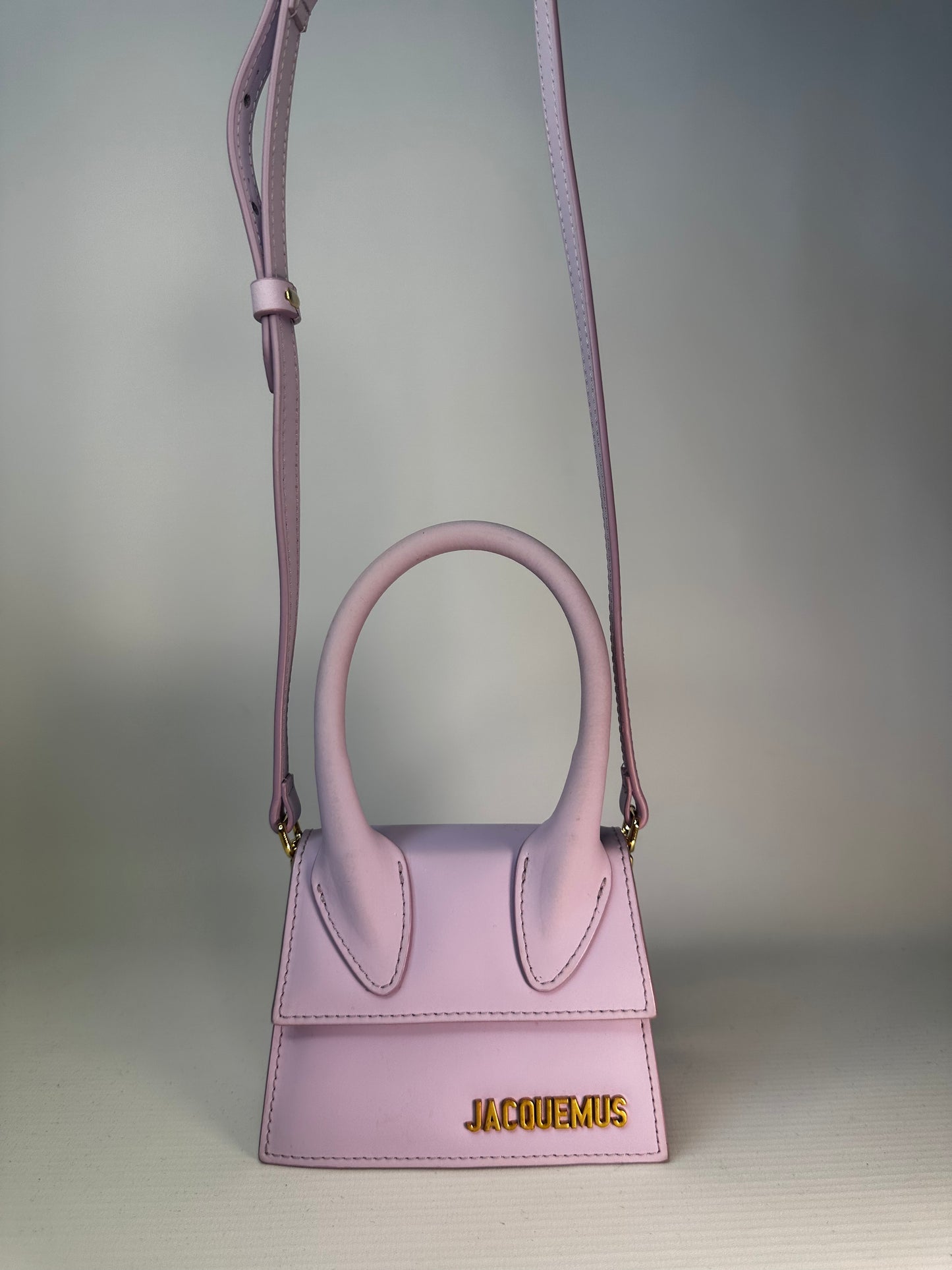 Jacquemues Lilac Leather Le Chiquito Bag Gold Hardware