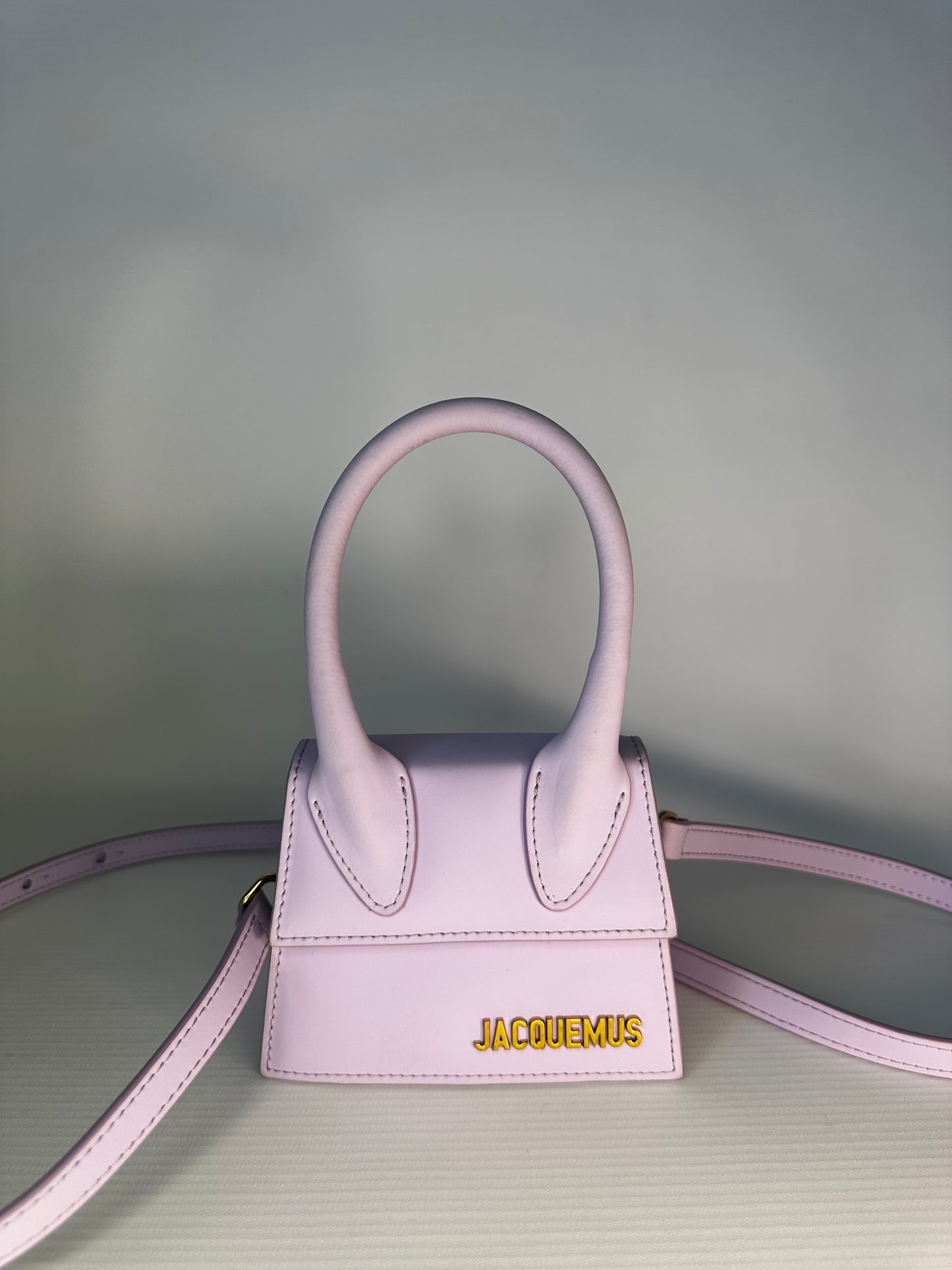 Jacquemues Lilac Leather Le Chiquito Bag Gold Hardware