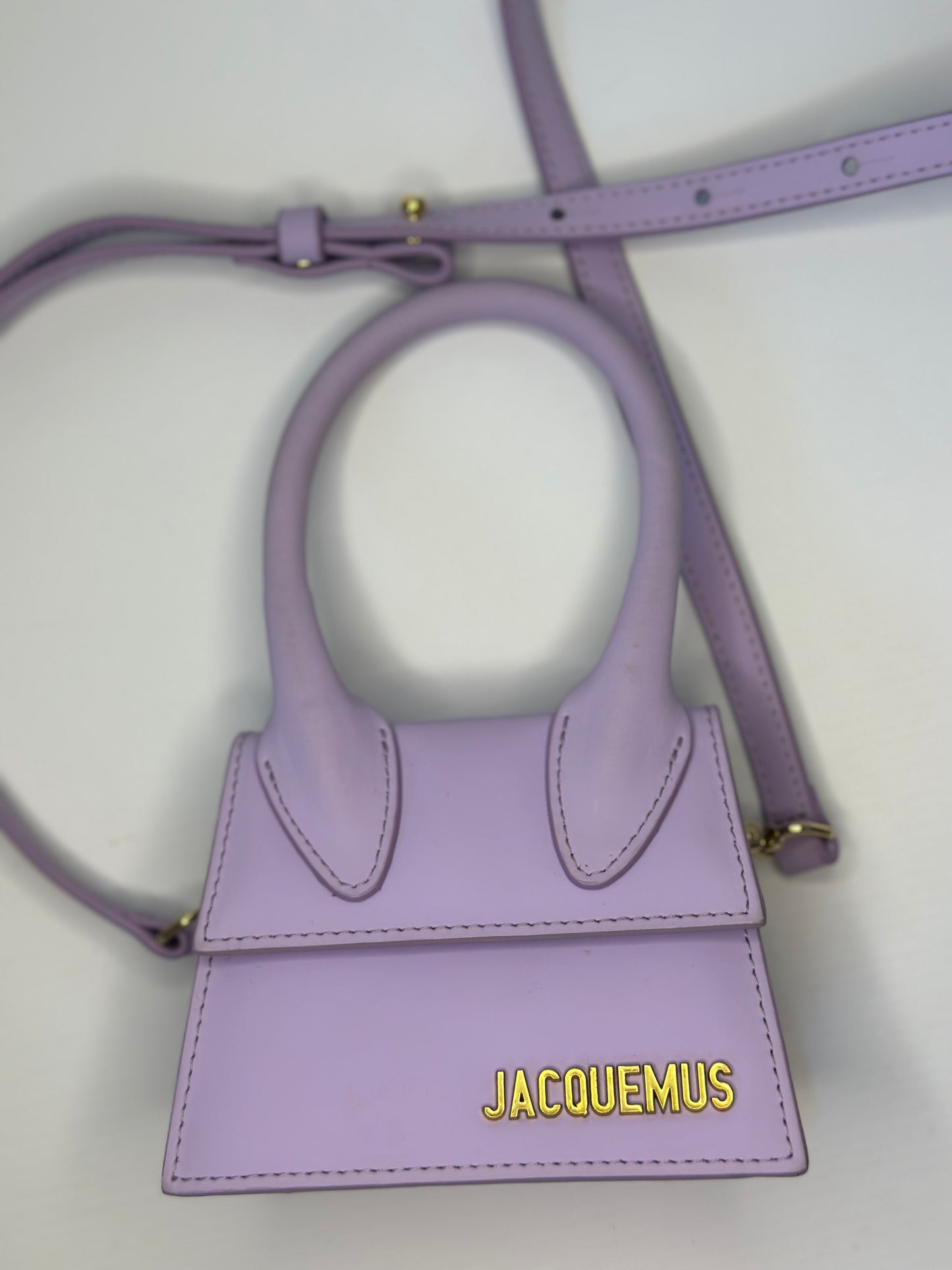 Jacquemues Lilac Leather Le Chiquito Bag Gold Hardware