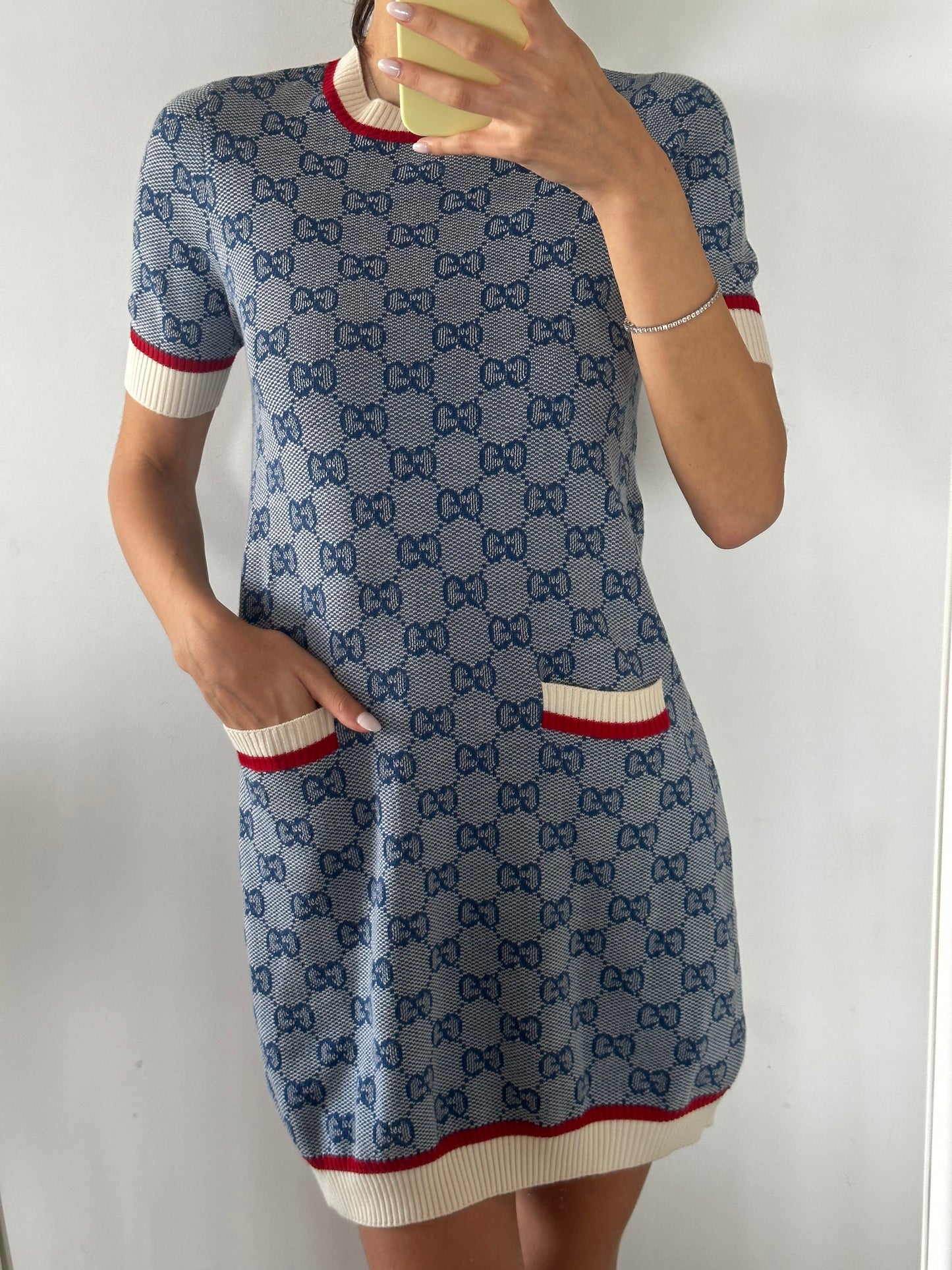 Gucci Wool Dress With Logo Pattern Size XS