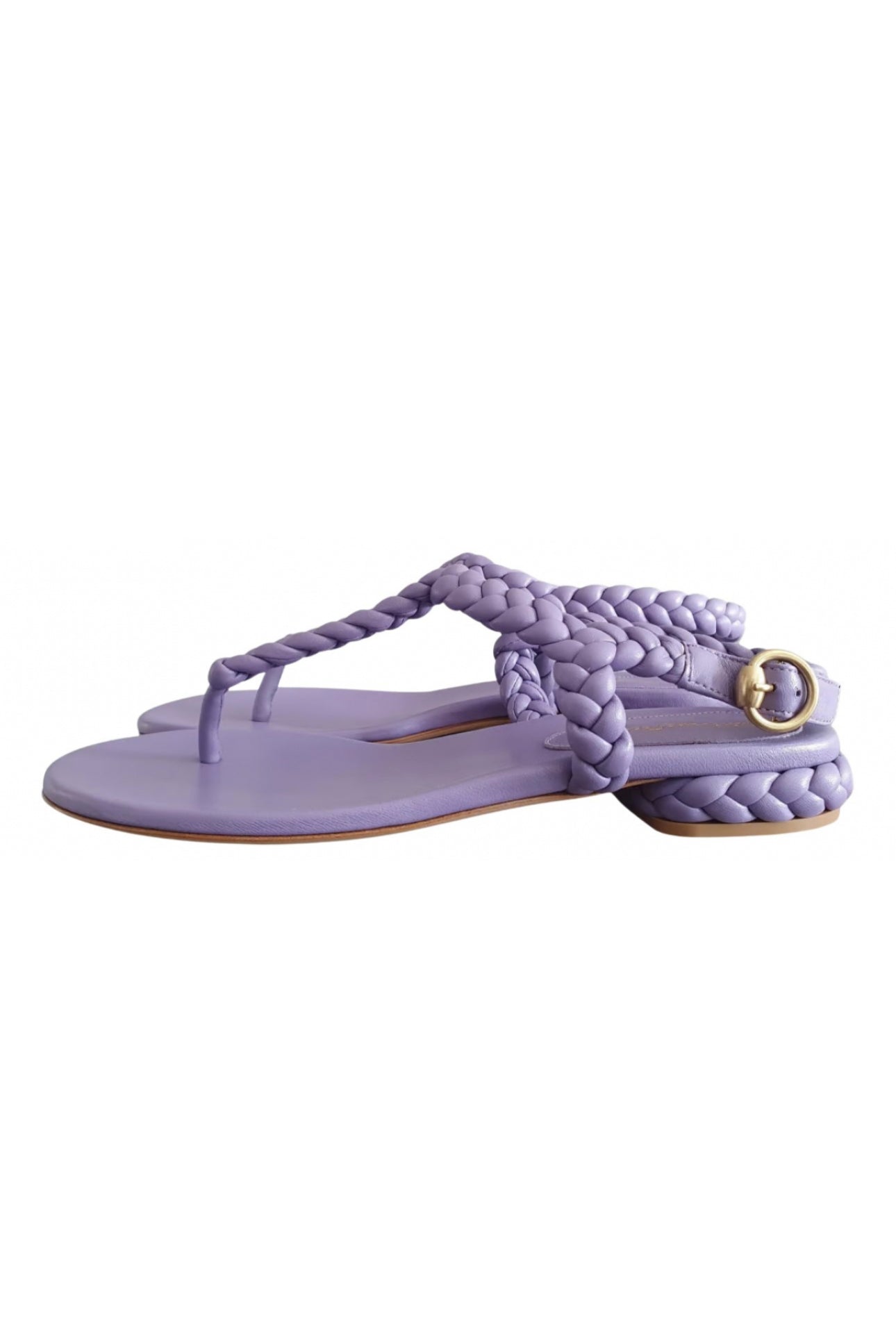 Gianvito Rossi Ravello Lavender Leather Flat Sandals Size Europe 38.5 Retail Price - 750€