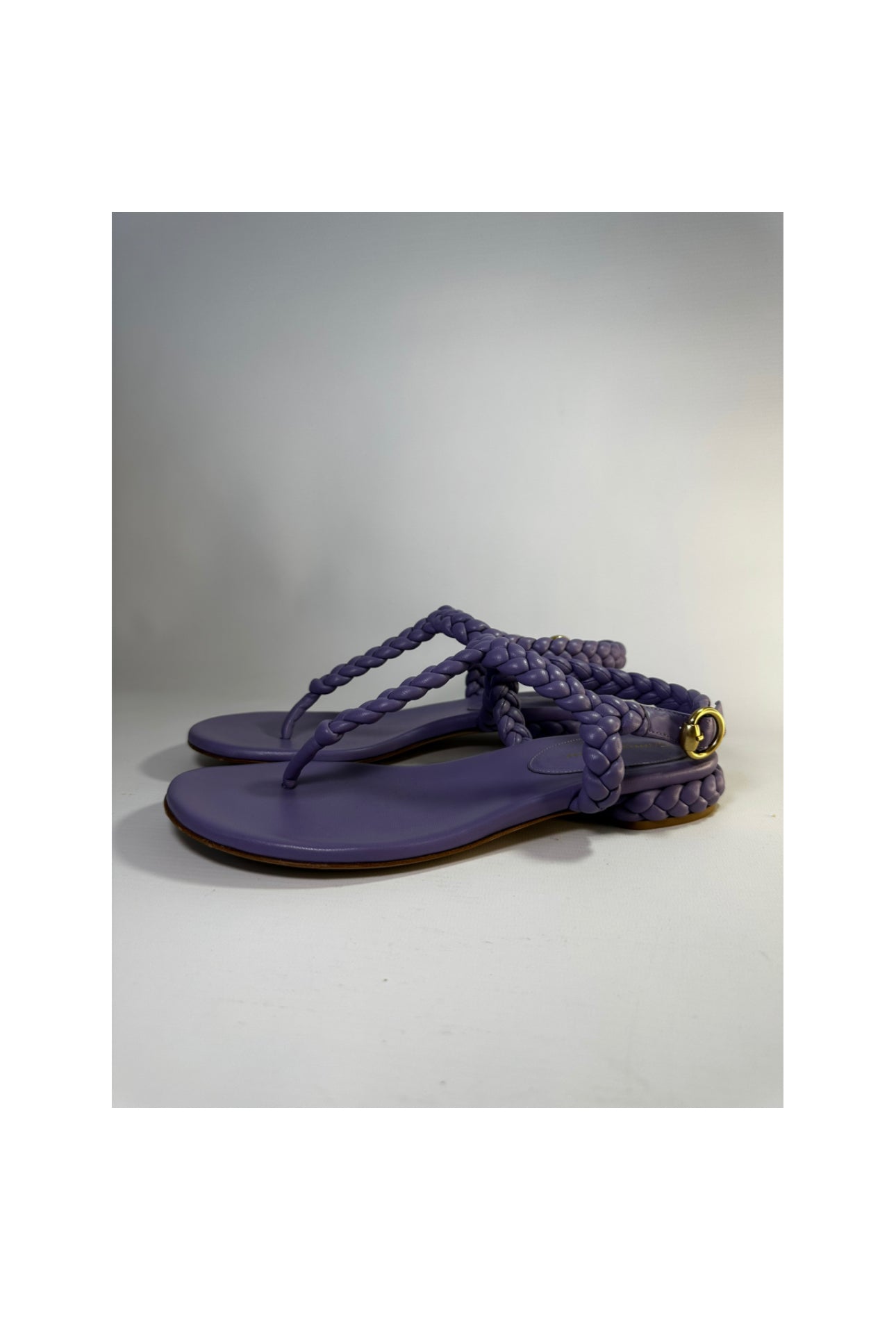 Gianvito Rossi Ravello Lavender Leather Flat Sandals Size Europe 38.5 Retail Price - 750€