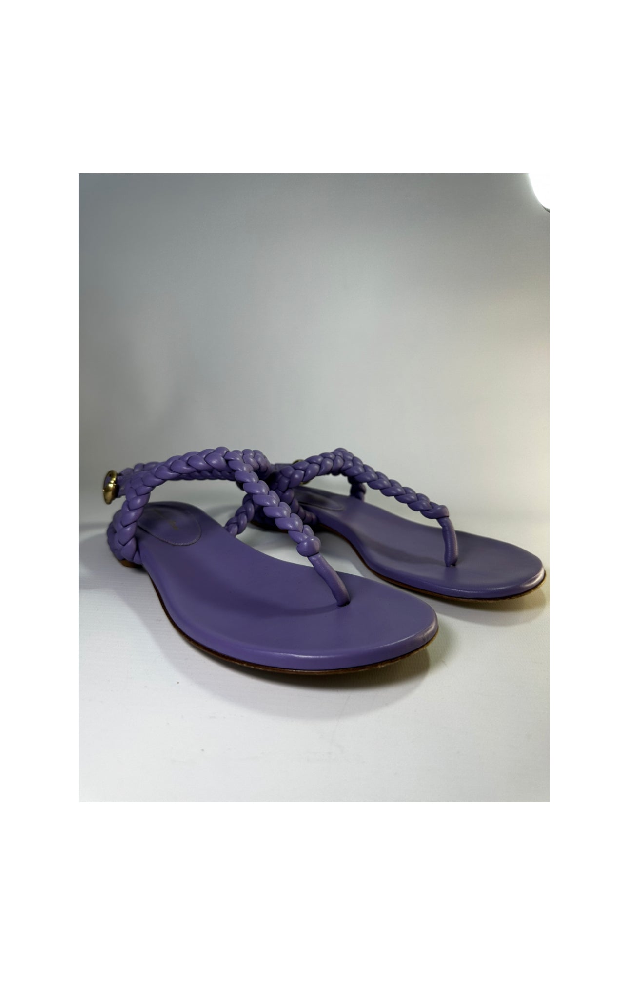 Gianvito Rossi Ravello Lavender Leather Flat Sandals Size Europe 38.5 Retail Price - 750€