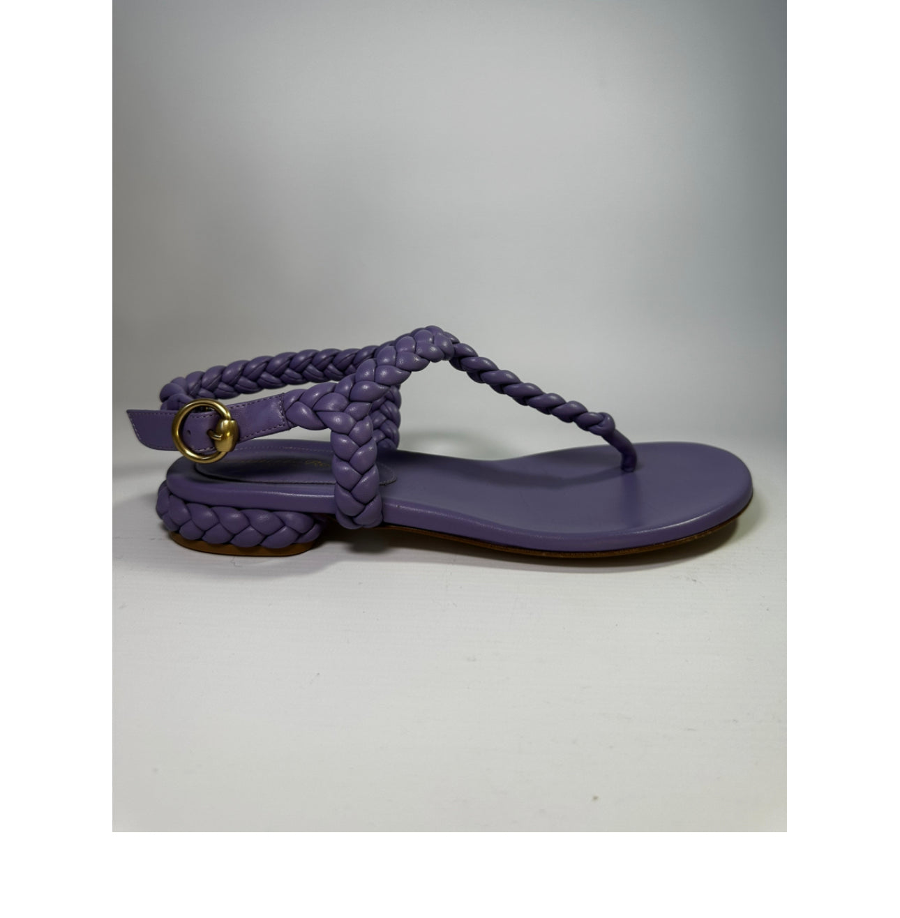 Gianvito Rossi Ravello Lavender Leather Flat Sandals Size Europe 38.5 Retail Price - 750€