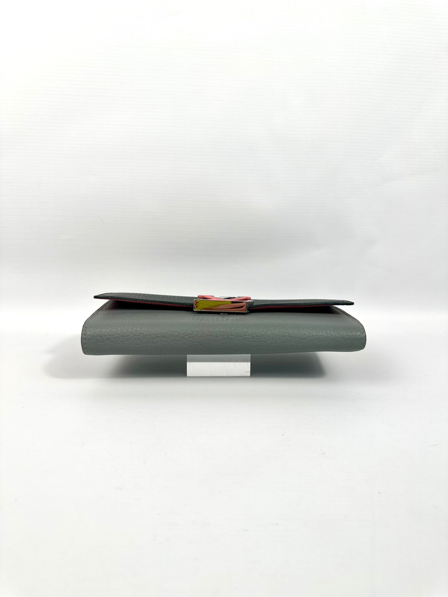 Louis Vuitton Black Pink and Grey Leather Wallet Silver Hardware