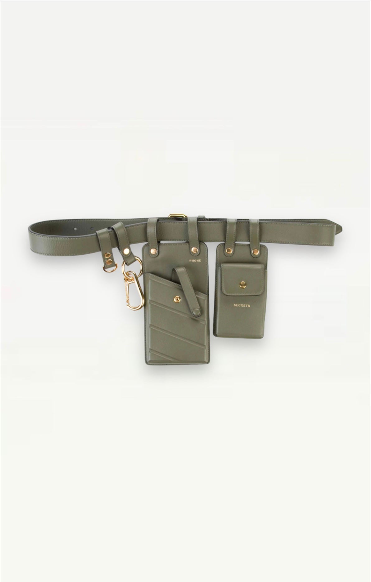 Fendi Multi-Accessory Leather Belt in Army Green 85cm