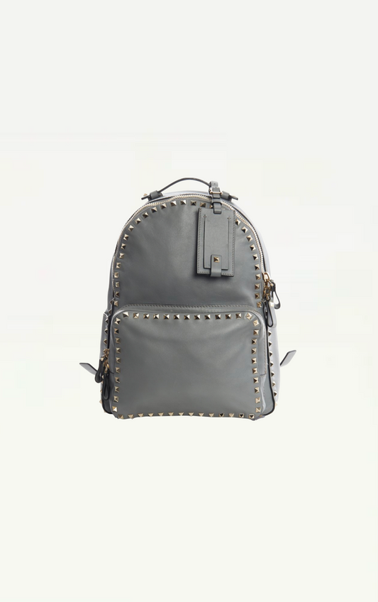 Valentino Garavani Leather Rockstud Backpack with Silver Hardware - Resale Price 1,324€
