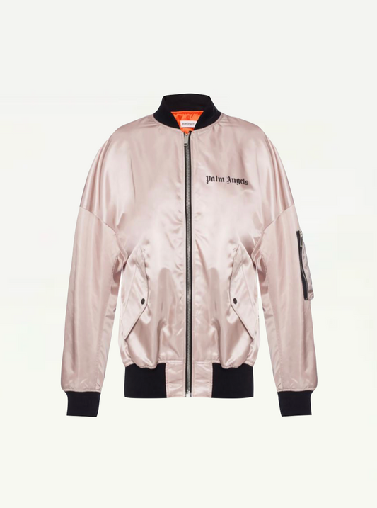 Palm Angels Blush Pink Oversized Bomber Jacket With Logo Size XXS