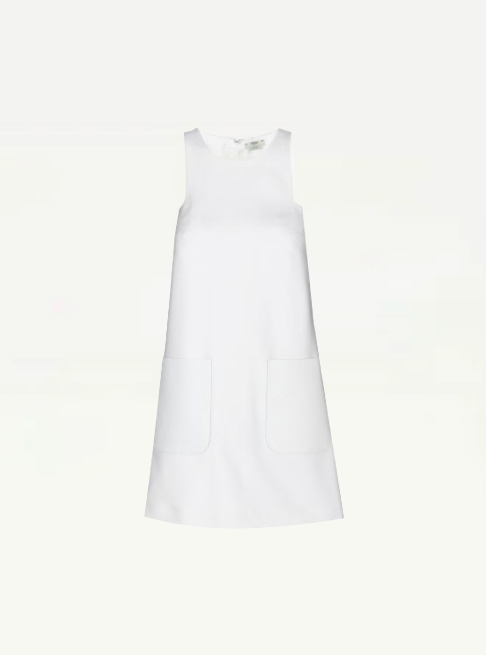 Fendi Wool Cream Dress With Leather Pockets Size IT 38