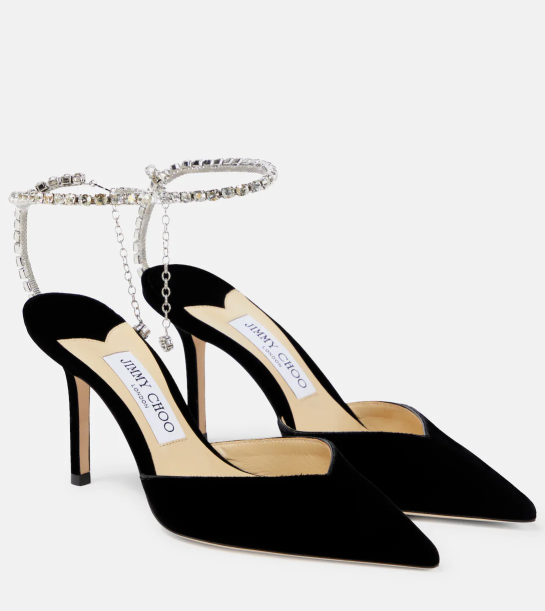Jimmy Choo Saeda Suede Black Heels With Crystals Size 37 Retail Price - 925€