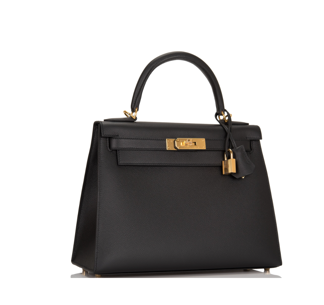 Hermès Black Kelly Sellier 28cm Epsom Leather and Gold Hardware