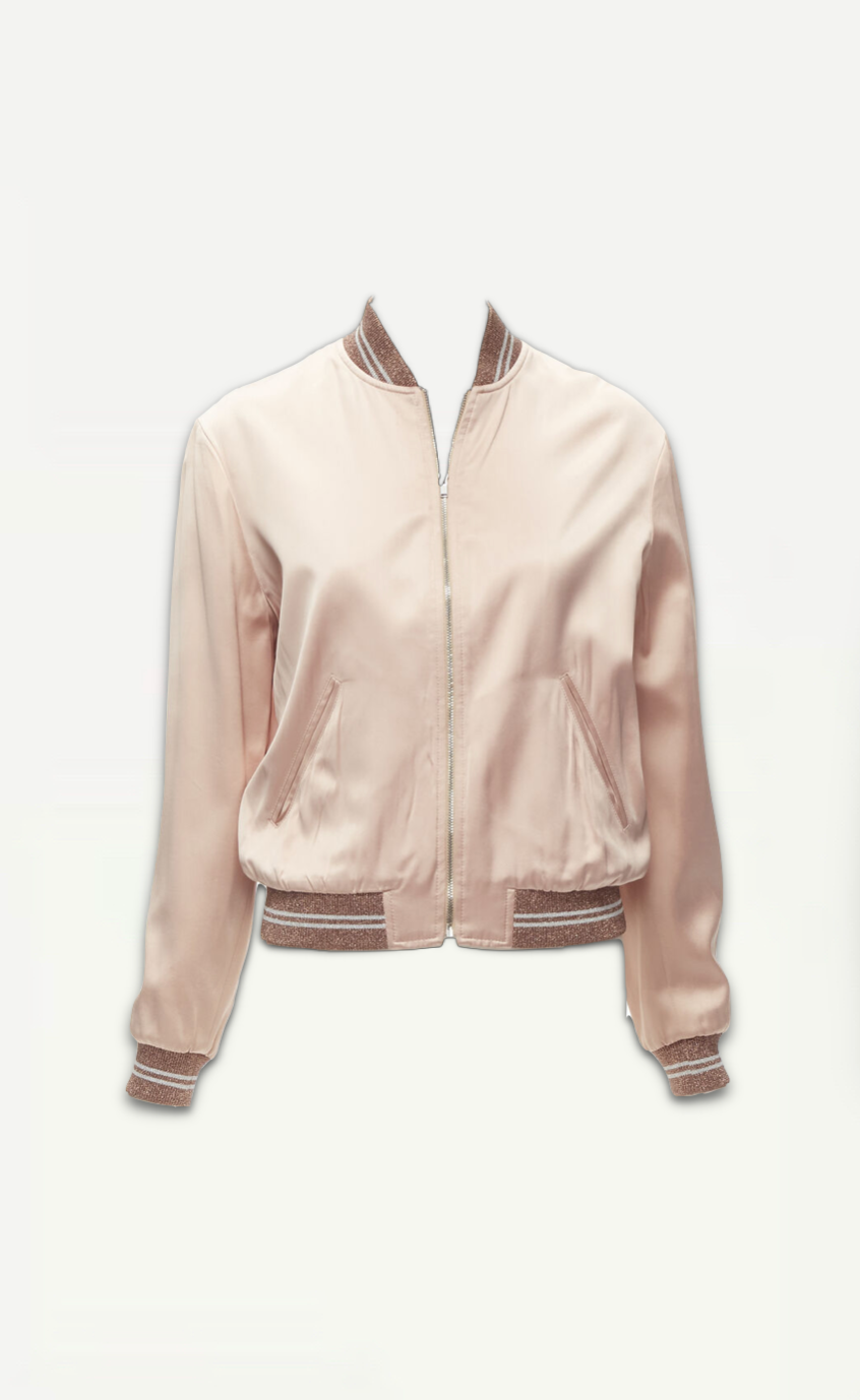 Saint Laurent Hedi Slimane 2016 Sequin Blush Pink Bomber Jacket Size Small