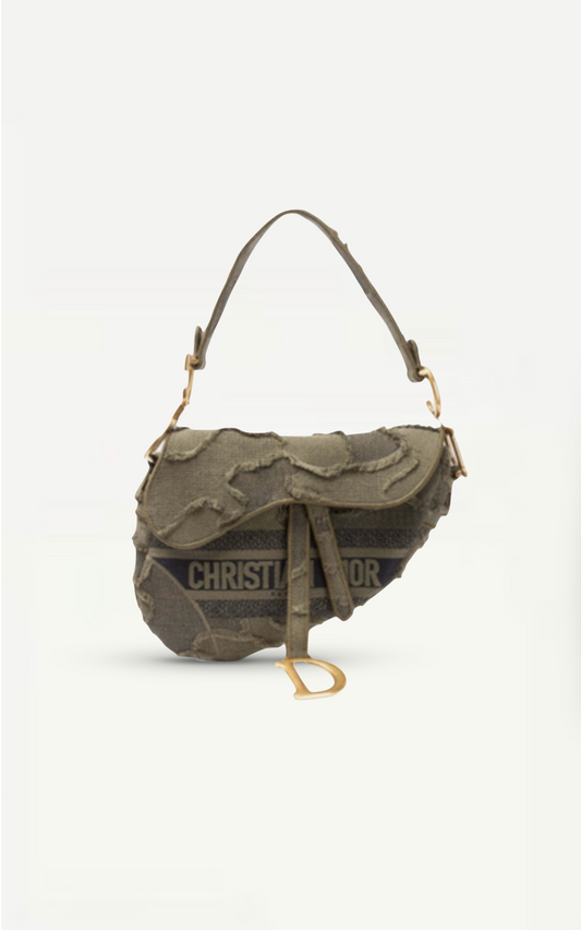 Dior Saddle Green 'Camouflage' Bag With Gold Hardware Retail Price - 3,800€