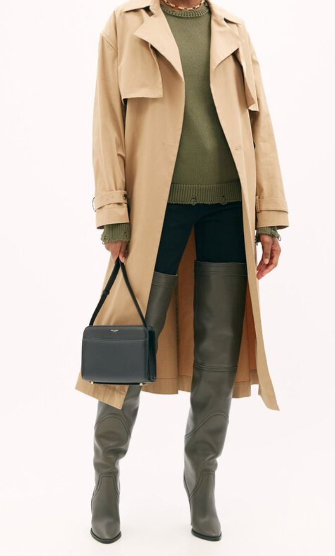 Saint Laurent Kensington Leather Olive Green Over-The-Knee Boot Heels Size Europe 40 Retail Price - 2,295€