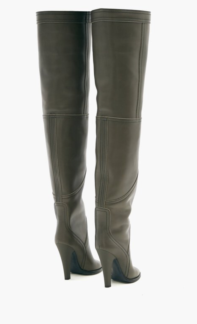 Saint Laurent Kensington Leather Olive Green Over-The-Knee Boot Heels Size Europe 40 Retail Price - 2,295€