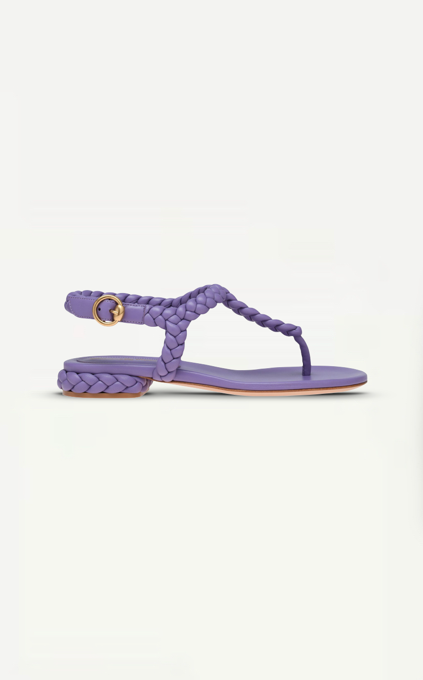Gianvito Rossi Ravello Lavender Leather Flat Sandals Size Europe 38.5 Retail Price - 750€